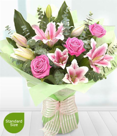 Rose and Lily Classic - Pink and whites with foliage to compliment - a glorious and classical design